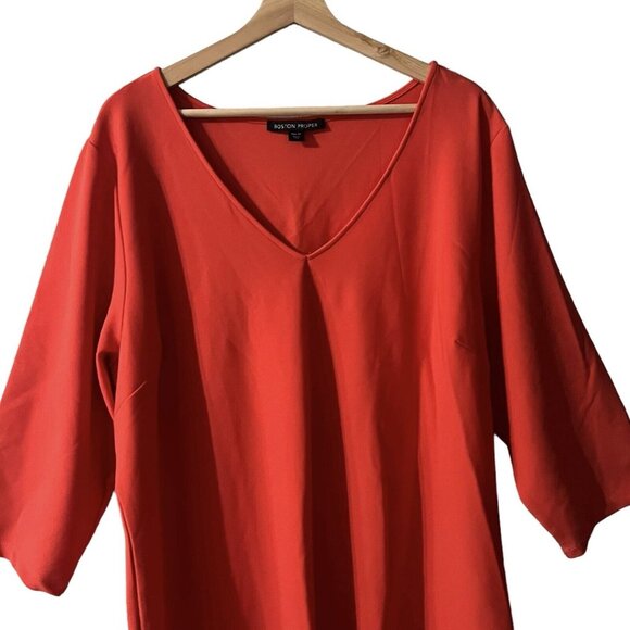 Boston Proper Beyond Travel Shift Dress Plus Size 3X Vermillion Red Orange 59715 - Picture 4 of 9